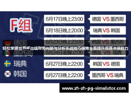 轻松掌握世界杯出线形势判断与分析实战技巧指南全面提升观赛决策能力 轻松掌握世界杯出线形势判断与分析实战技巧指南全面提升观赛决策能力